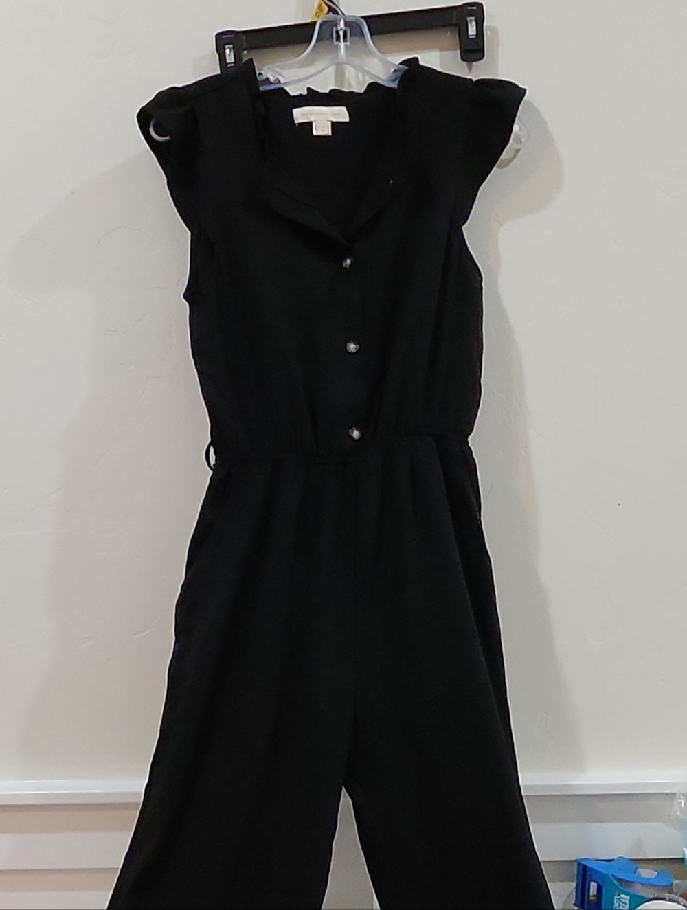 Monteau Black Sleeveless Button-Front Jumpsuit